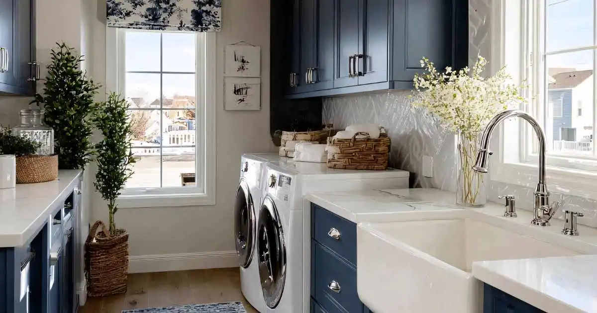 winter-house-cleaning-busy-parents busy family home with clean kitchen and laundry area during winter routine