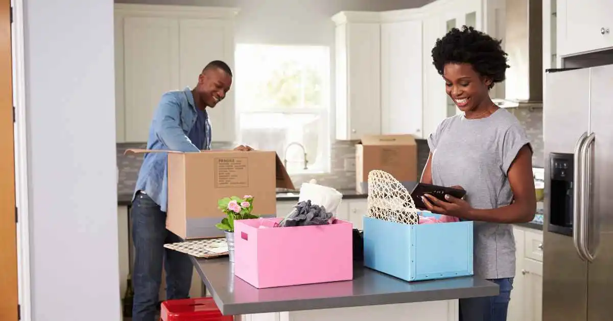 Homeowners unpack into their new home after professional move-in cleaning in Naperville